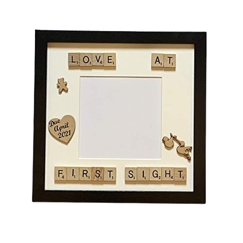 Love at First Sight Baby Scan Frame, Scrabble Art, Personalised Baby Gift