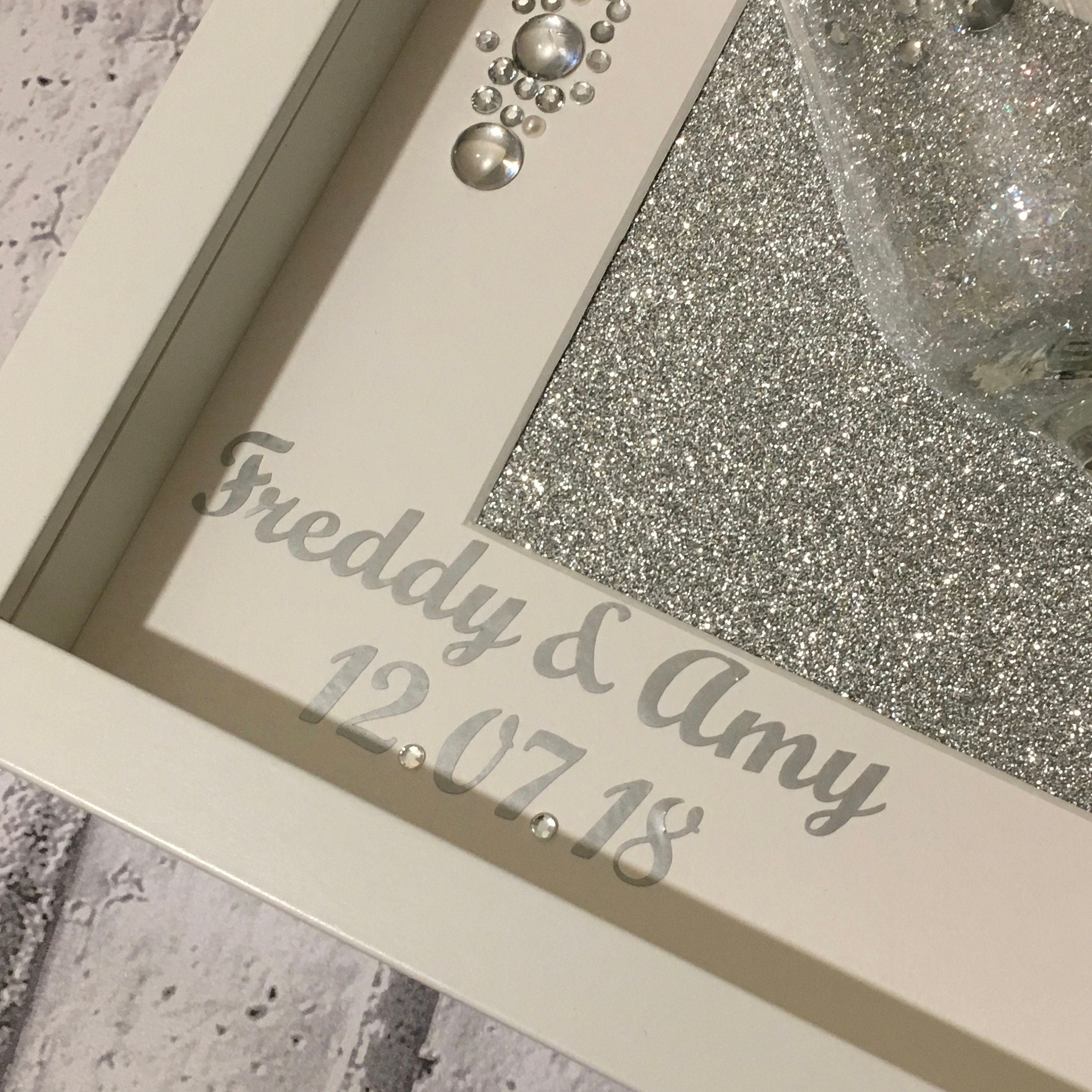 Champagne Flute Wedding Frame - Personalised with names and date.