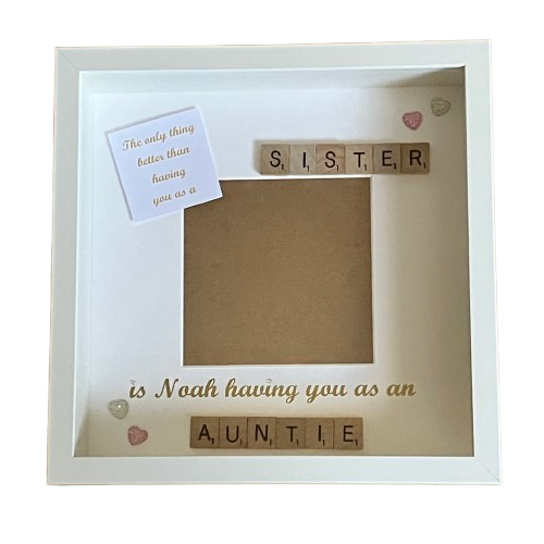 Auntie Sister Letter Tile Photo Frame - Personalised Message - available in a choice of colours