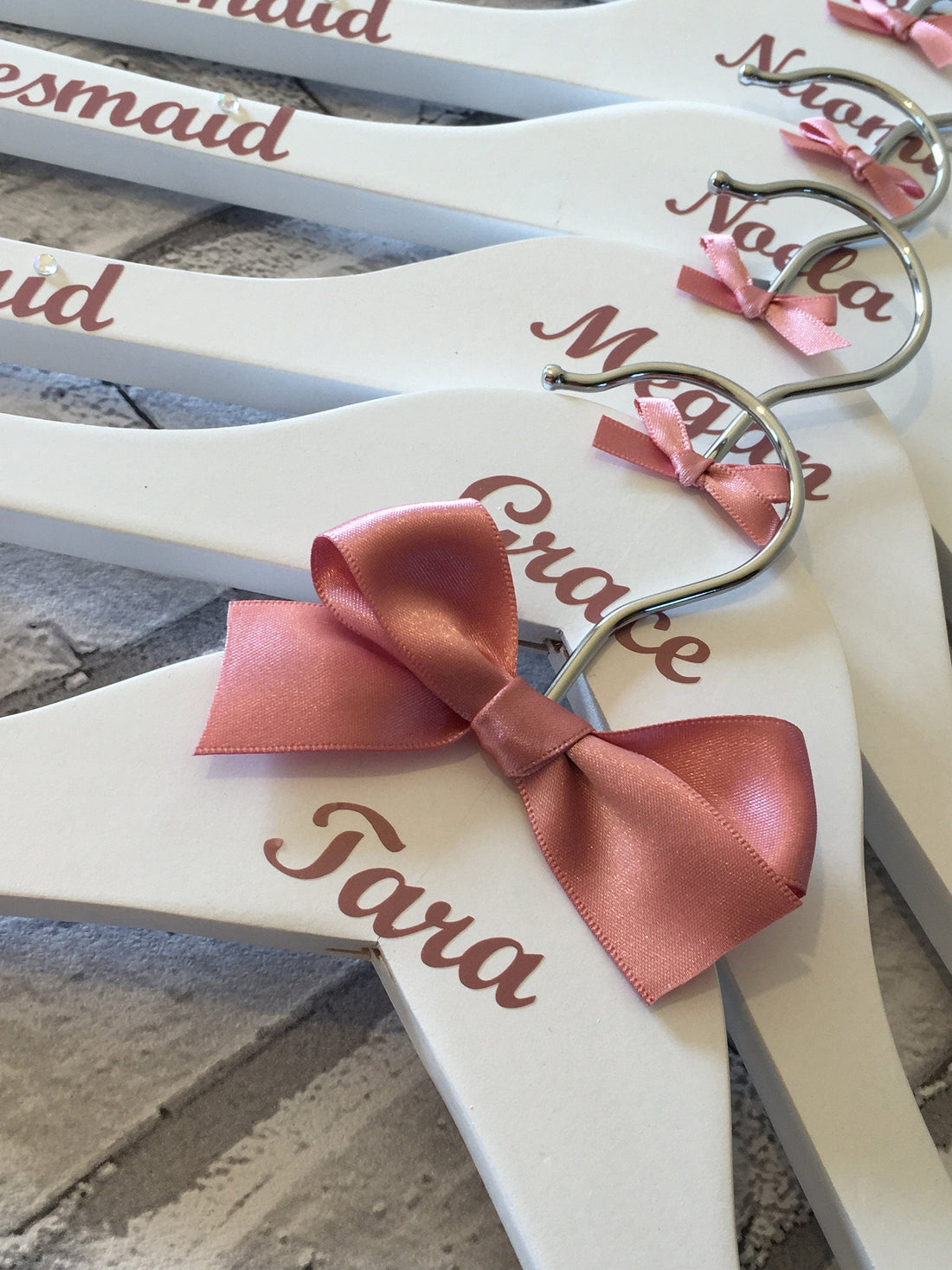 Wedding Outfit Hangers - Personalised set of 6 - Name, Date and Role - Choice of Colours