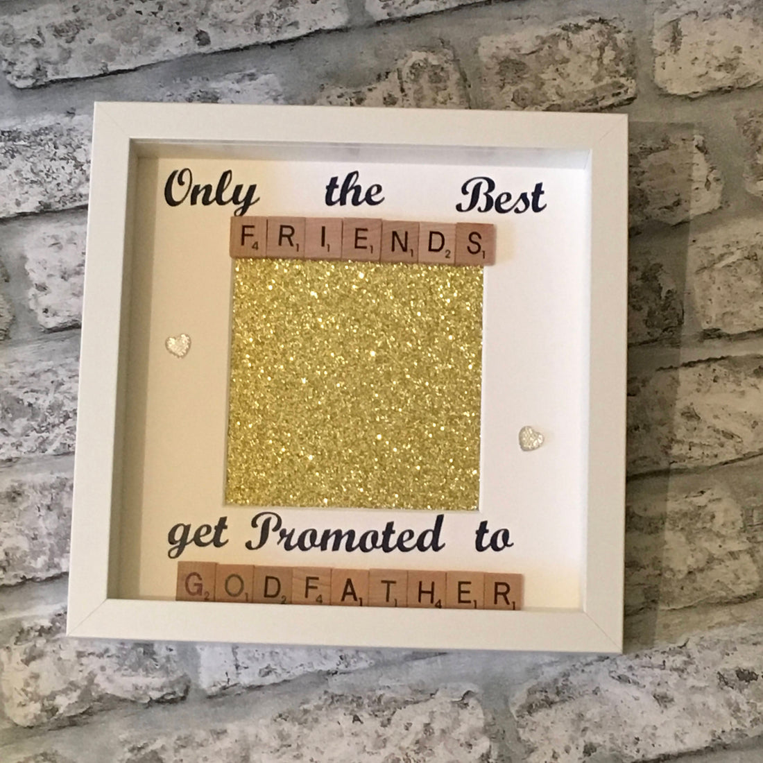 Only the Best Friends get promoted to Godfather - Letter Tile Photo Frame