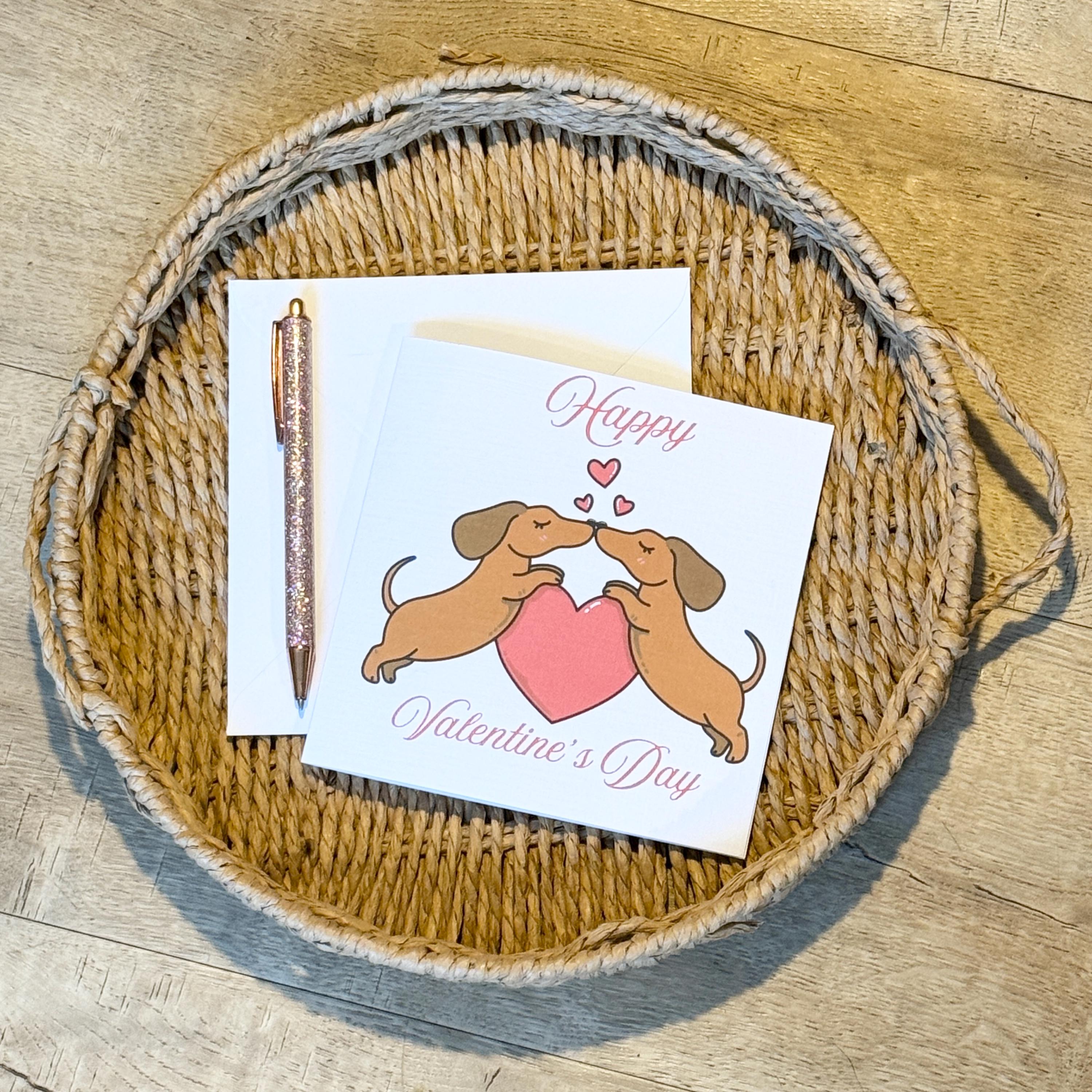 Dachshund Happy Valentines Day Card | 6x6 inch