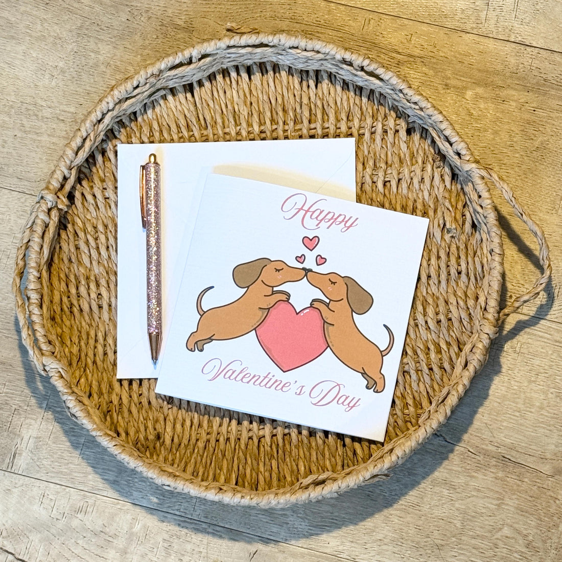 Dachshund Happy Valentines Day Card | 6x6 inch