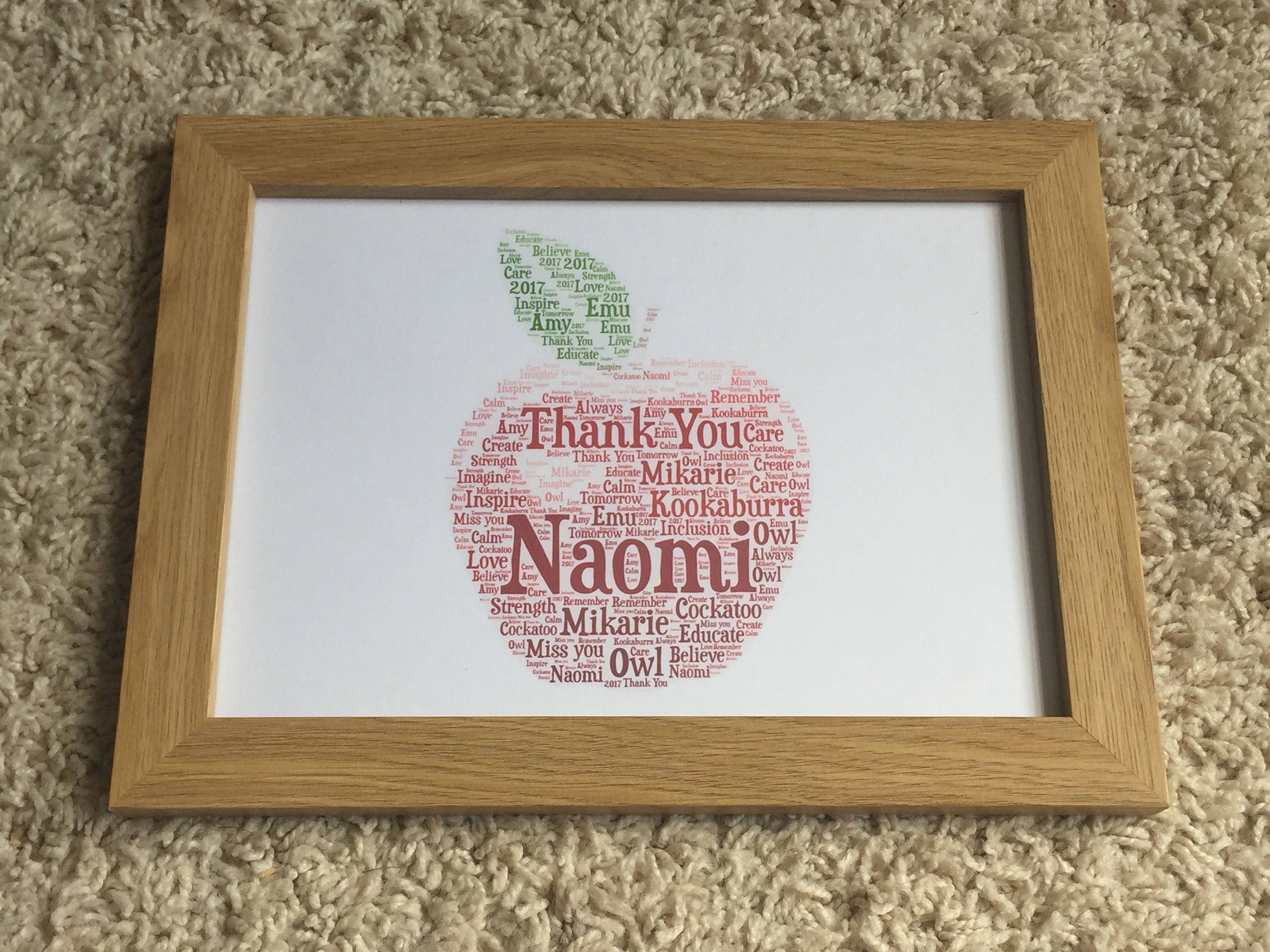 Teacher A4 Framed Print - Thank You Gift - TA, SEN, Support Worker Present - Personalised