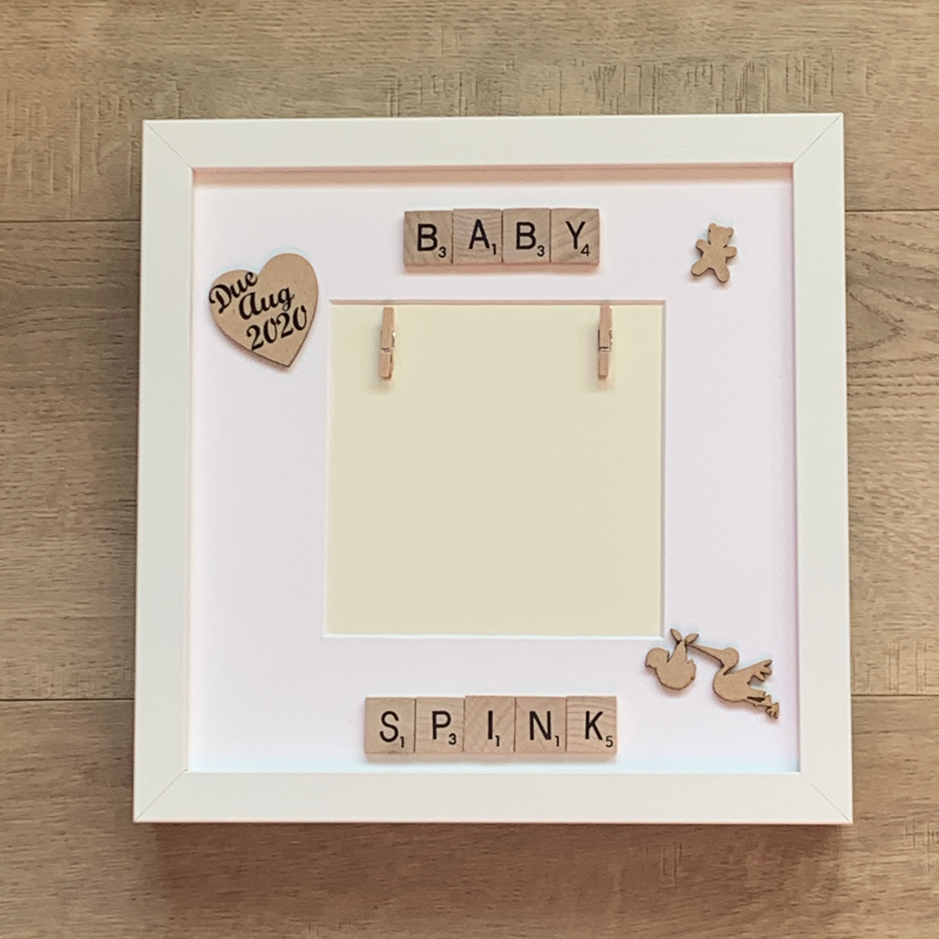 Baby Scan Photo Frame - Personalised with Surname and Due Date - Perfect Memory Keepsake