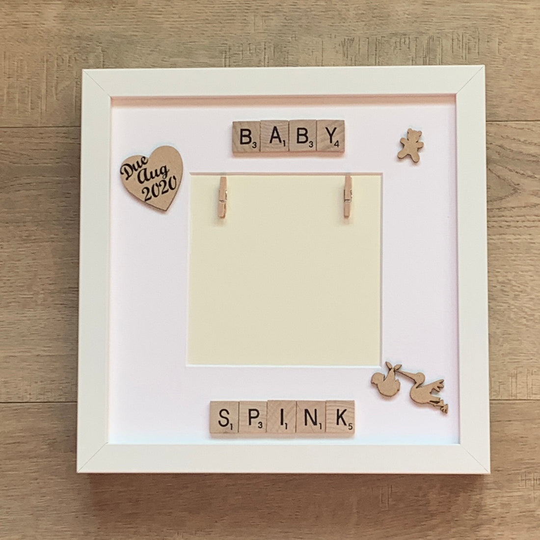 Baby Scan Photo Frame - Personalised with Surname and Due Date - Perfect Memory Keepsake