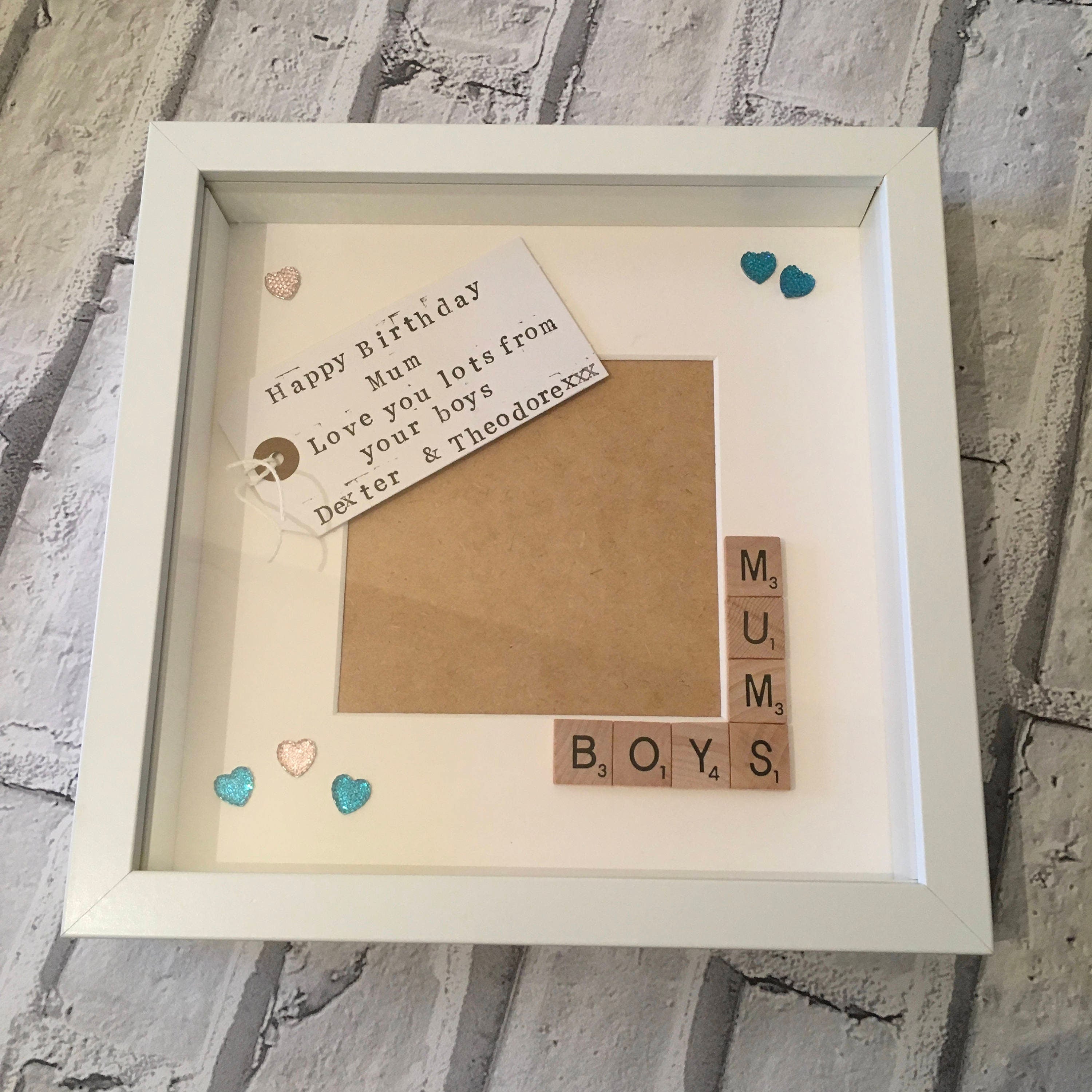 Mummy's Boy Personalised Scrabble Art Frame. Picture frame.