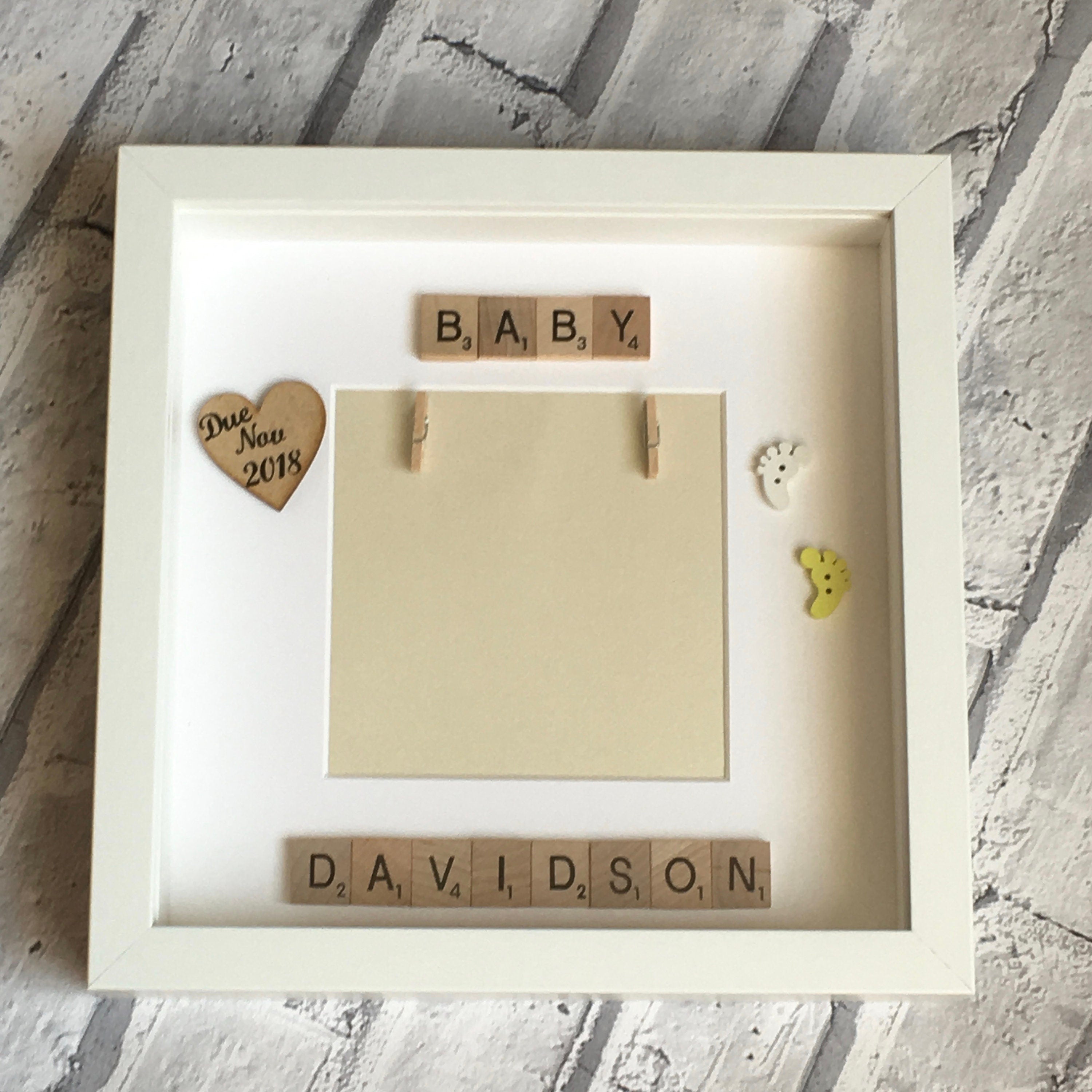 Baby Scan Photo Frame - Personalised with Surname and Due Date - Perfect Memory Keepsake
