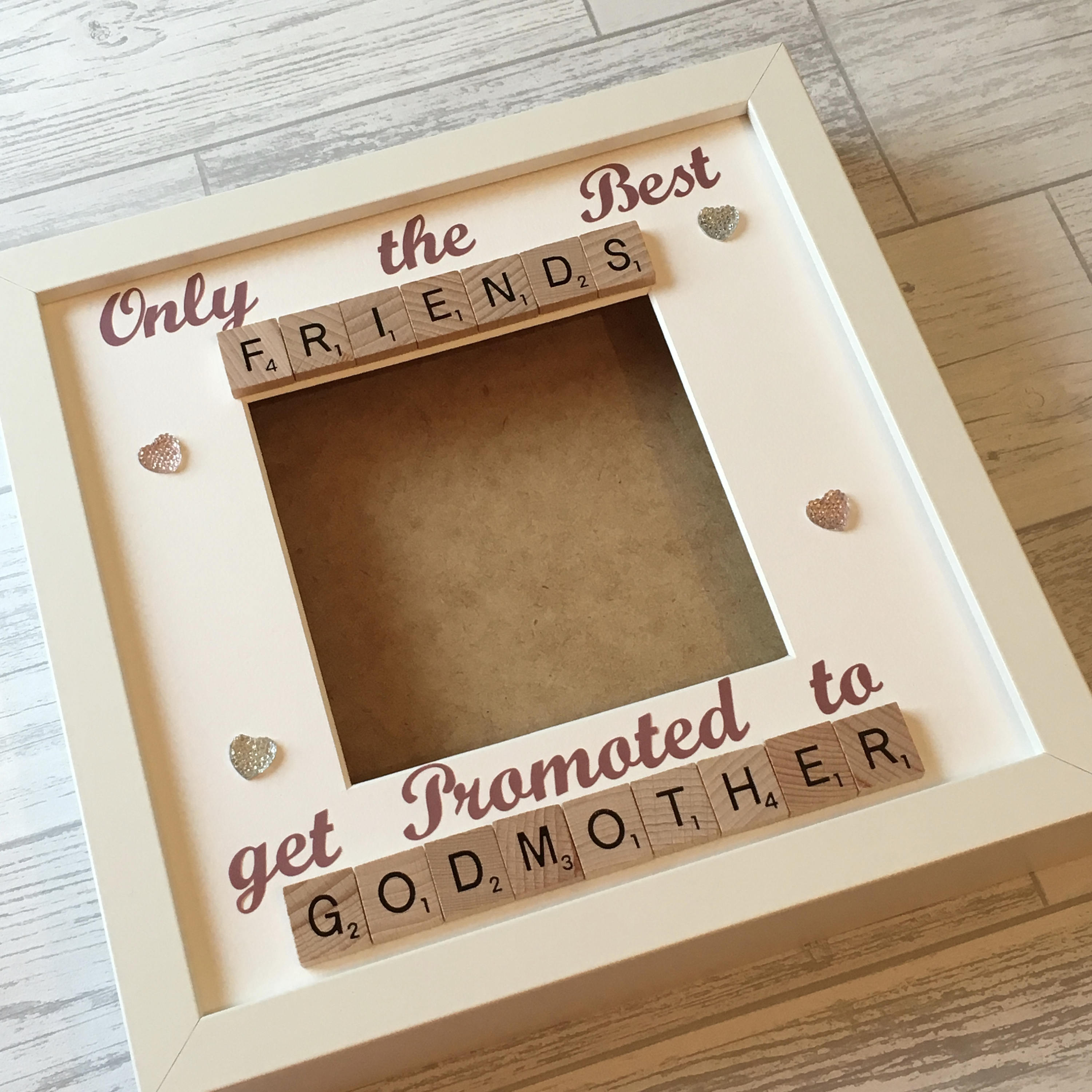 Godmother Scrabble Art Photo Frame, Personalised Godparent Gift