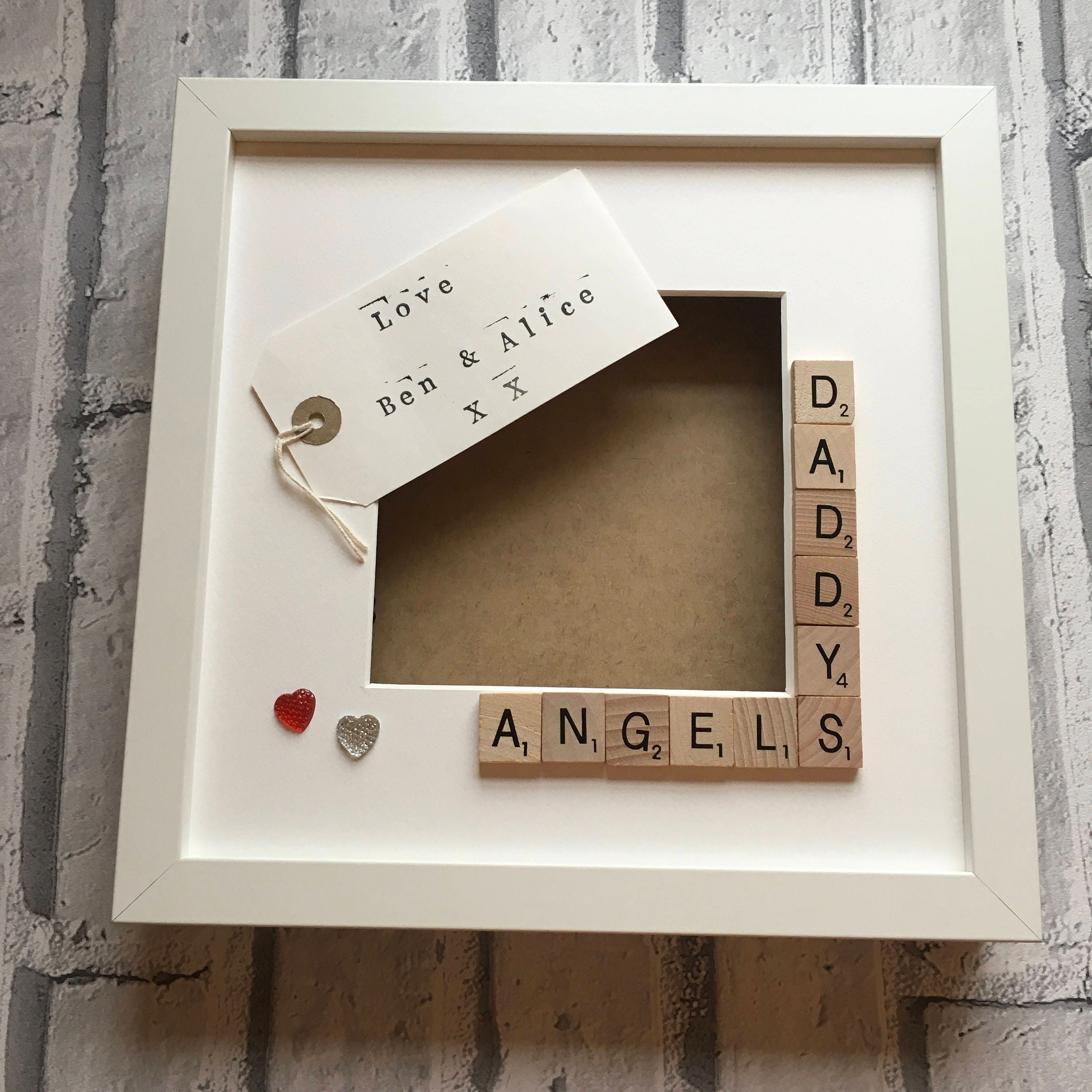 Personalised Scrabble Art Frame, Daddy's Angels, Stars, Monsters