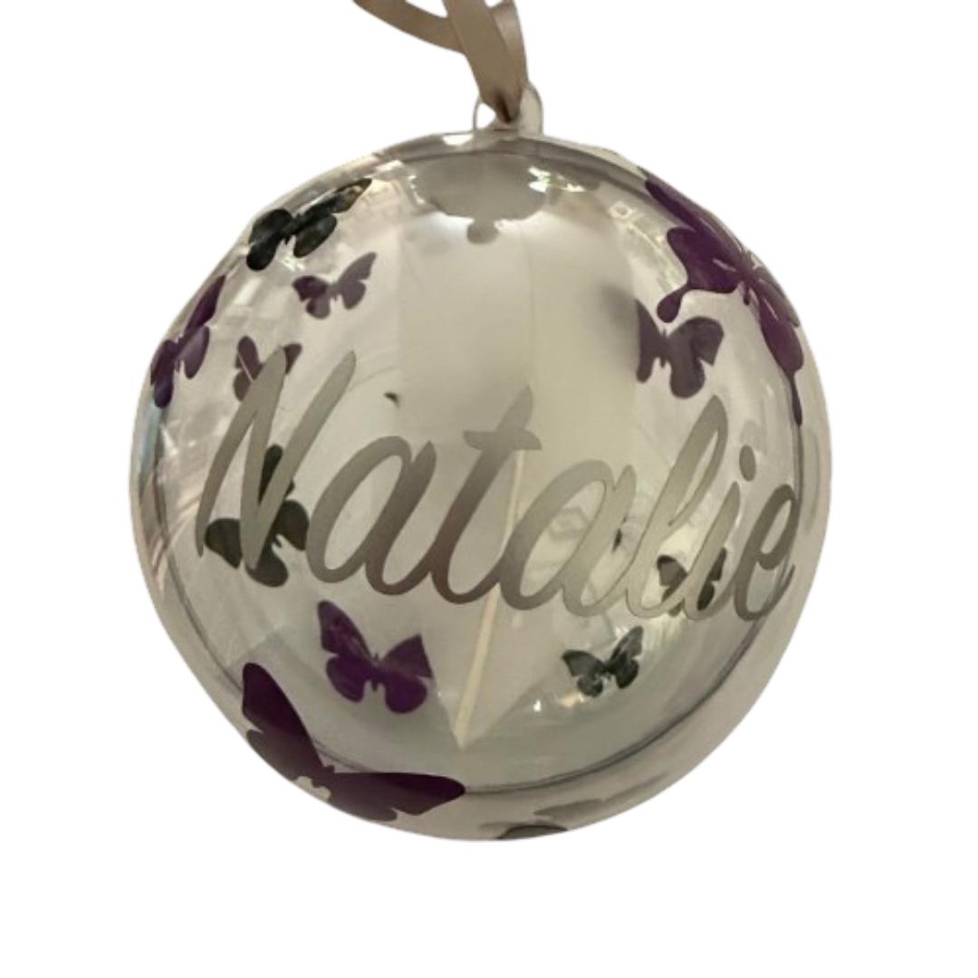Butterfly Memorial Feather Bauble | Large Personalised Christmas Ornament & Keepsake Gift