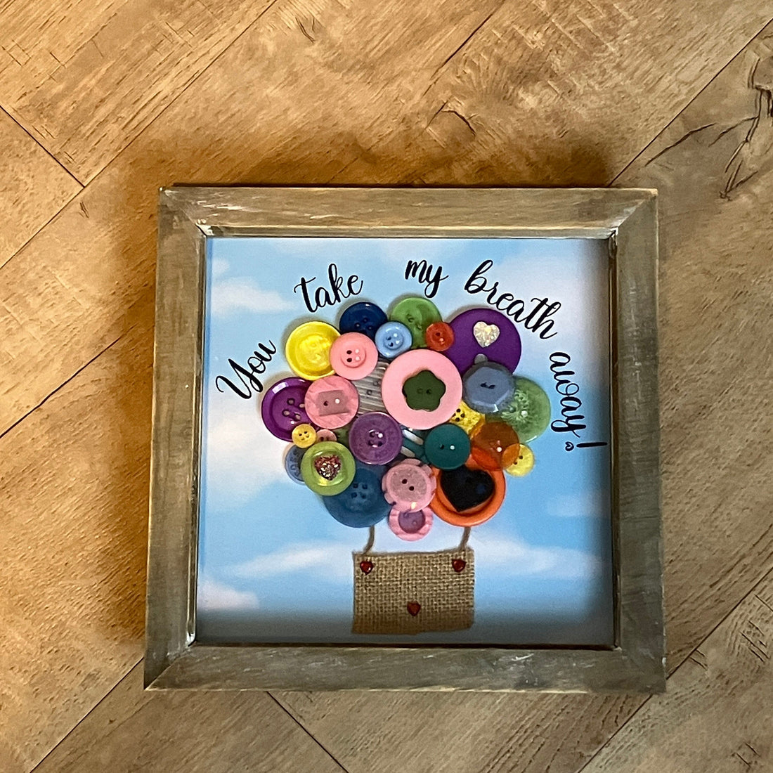 Hot Air Balloon Button Art Framed Picture | 3d art frame | Can be personalised.