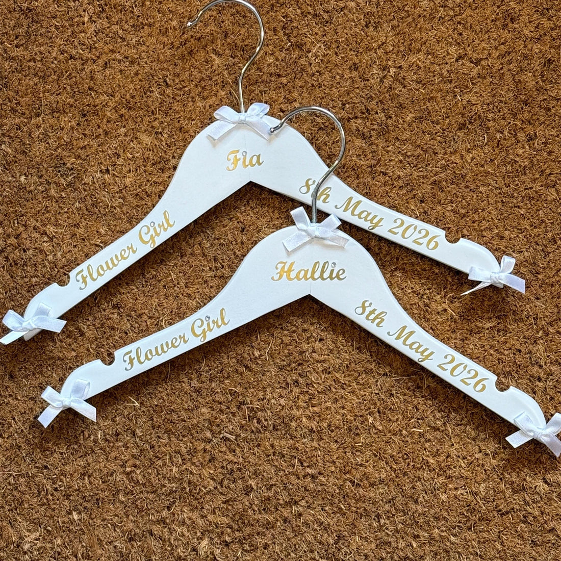 Flower Girl Hanger | Bridal Party Keepsake | Personalised with names, date etc.