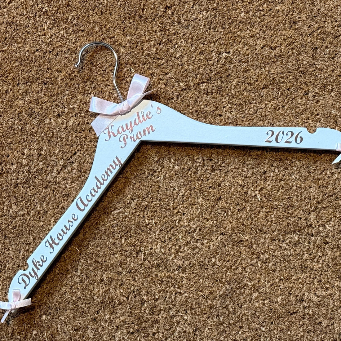Prom Outfit Hanger - Personalised Keepsake - Name, date and school.