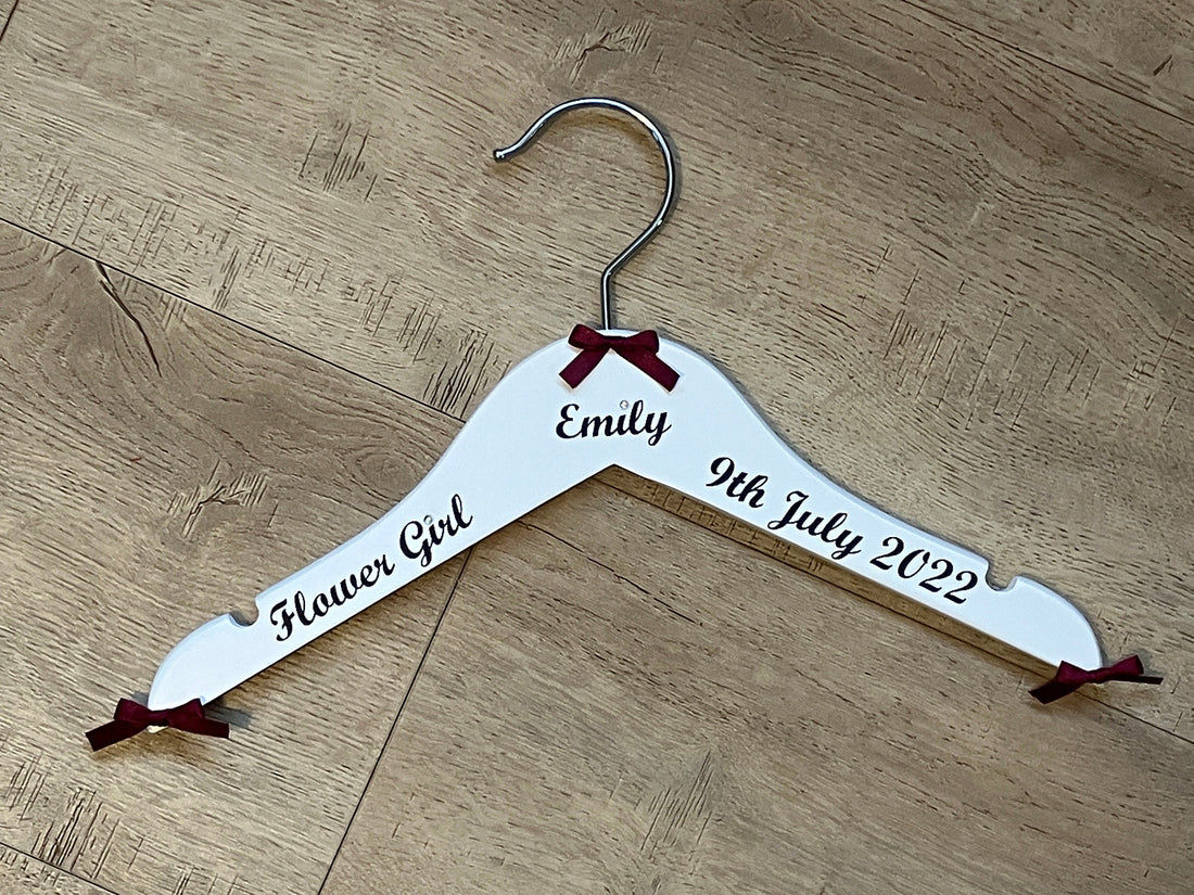 Set of 10 Wedding Hangers | Personalised with name, date, role | Ideal for the Bridal Party