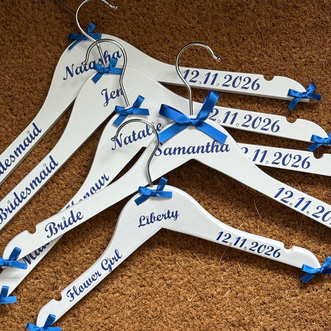 Wedding Outfit Hangers - Personalised Bridal Party Hangers set of 5 - Wedding Gown Hanger