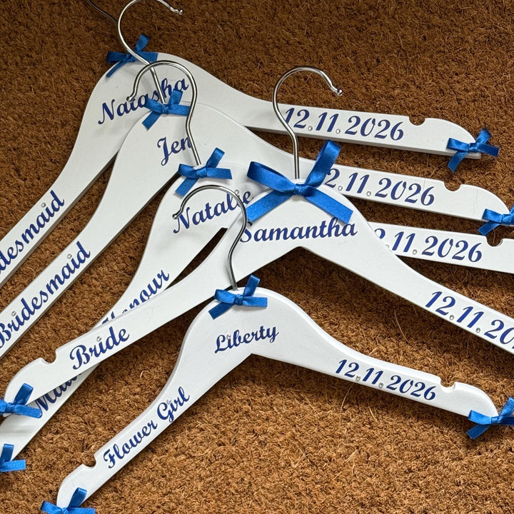 Wedding Outfit Hangers - Personalised Bridal Party Hangers set of 5 - Wedding Gown Hanger