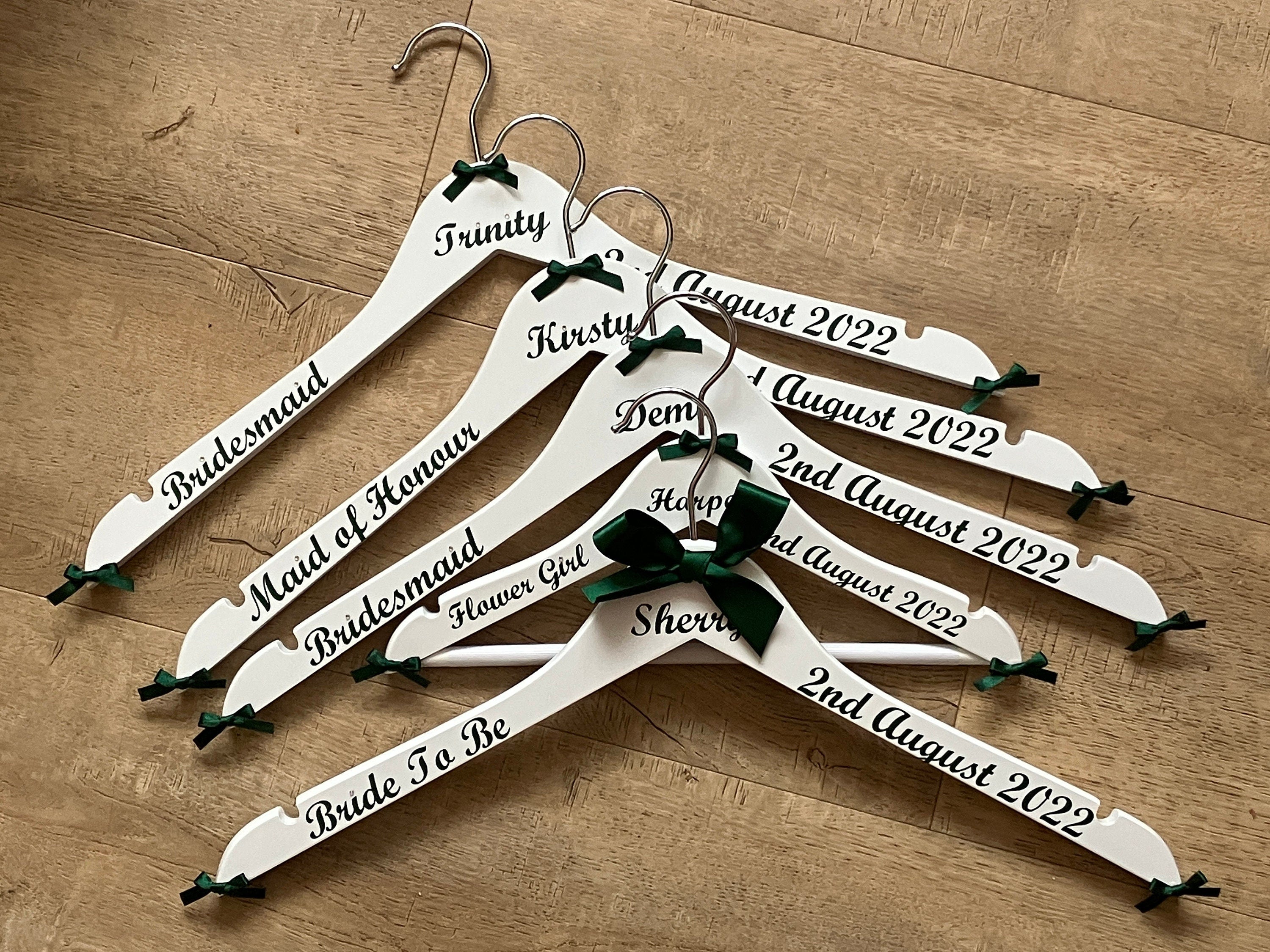 Set of 10 Wedding Hangers | Personalised with name, date, role | Ideal for the Bridal Party