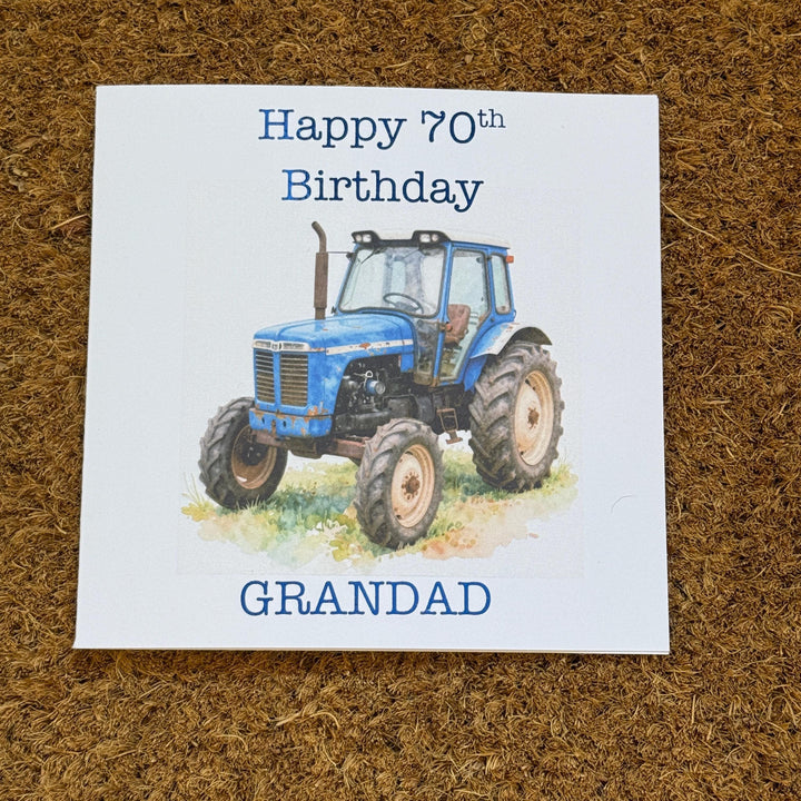 Blue Tractor Birthday or Father's Day Card | Watercolour Style Farm Machinery, Personalised Foiled Message