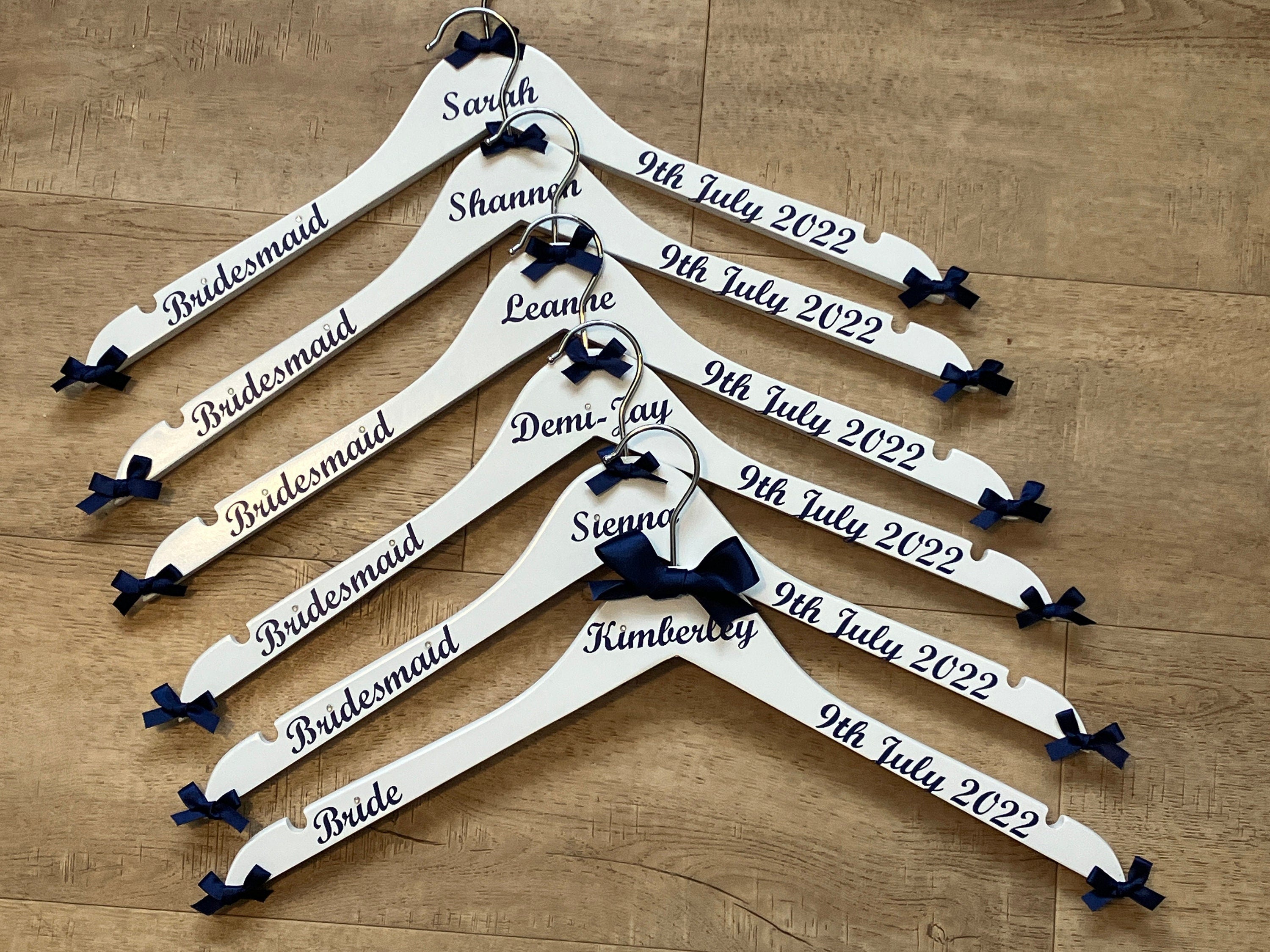 Set of 10 Wedding Hangers | Personalised with name, date, role | Ideal for the Bridal Party