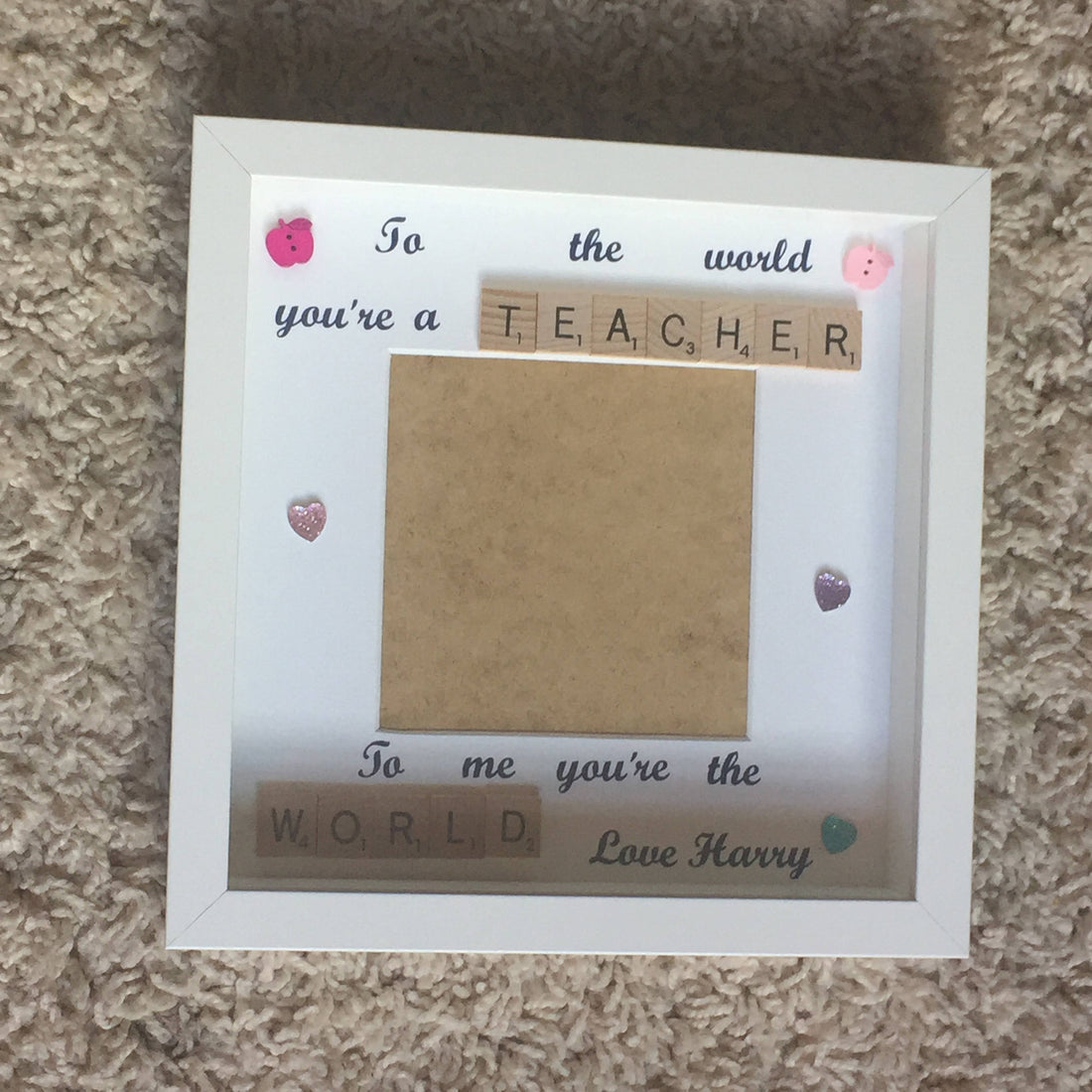 Teacher Letter Tile Personalised Photo Frame - End of year thank you gift.
