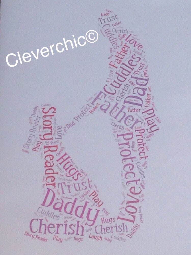 Father's Day Word Art Card - Customised with you choice of shape, words and colours.