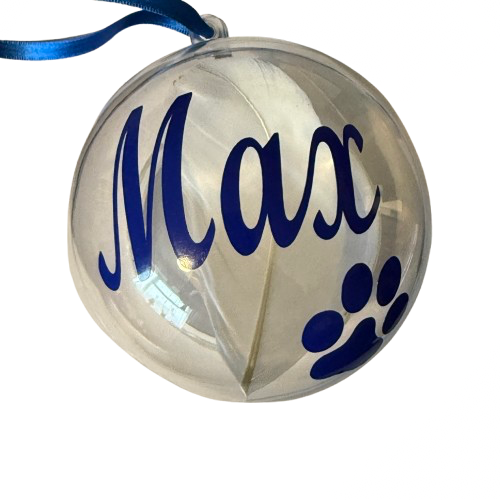 Personalised Pet Memorial Christmas Bauble, Paw Print Ornament