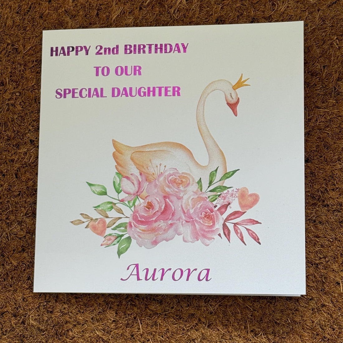 Princess Swan Birthday Card | Age, Name and Personalised Foiled Message | Girls Birthday |