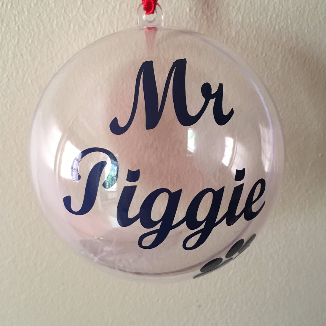 Personalised Pet Memorial Christmas Bauble, Paw Print Ornament