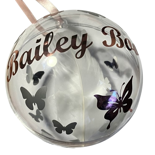 Butterfly Memorial Feather Bauble | Large Personalised Christmas Ornament & Keepsake Gift