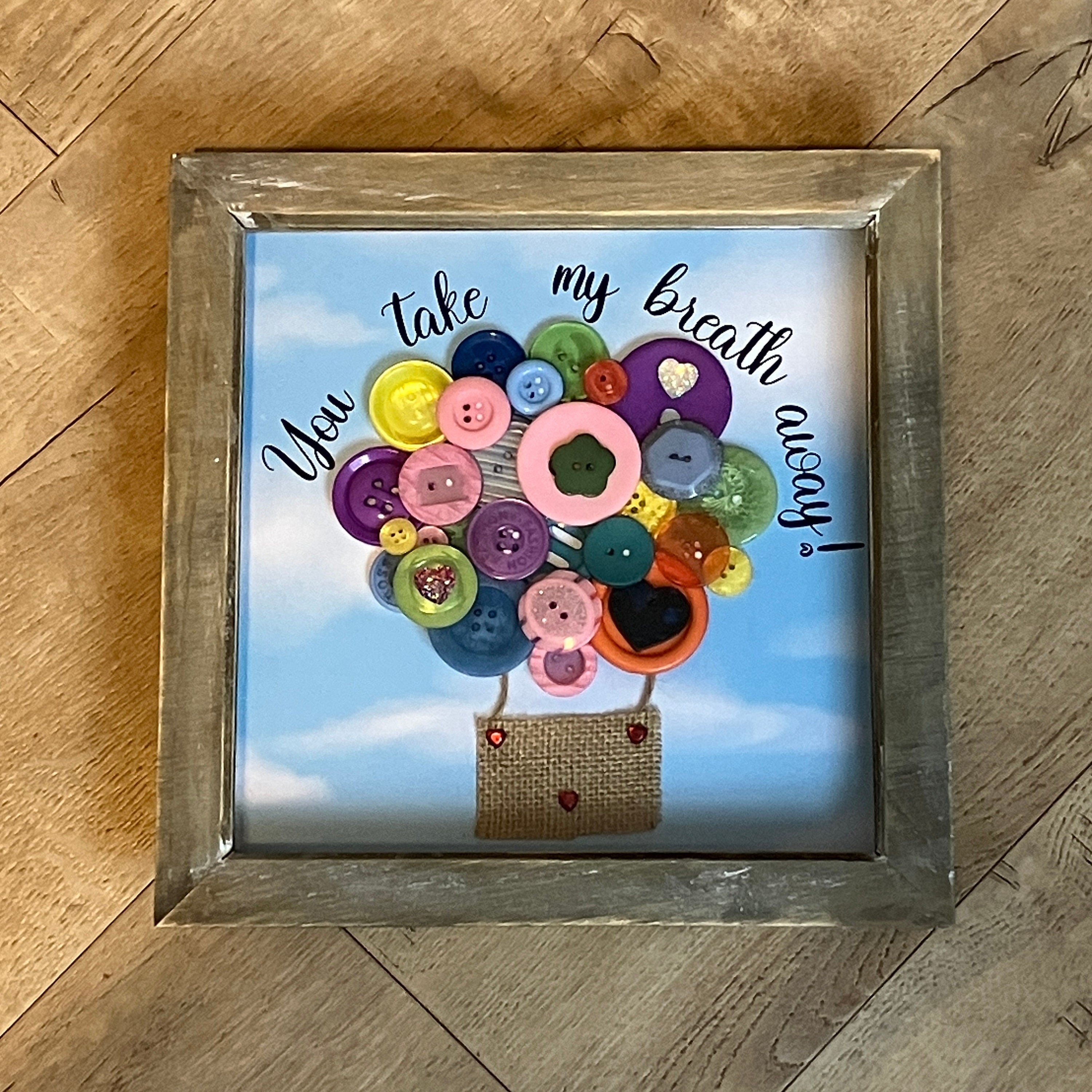 Hot Air Balloon Button Art Framed Picture | 3d art frame | Can be personalised.