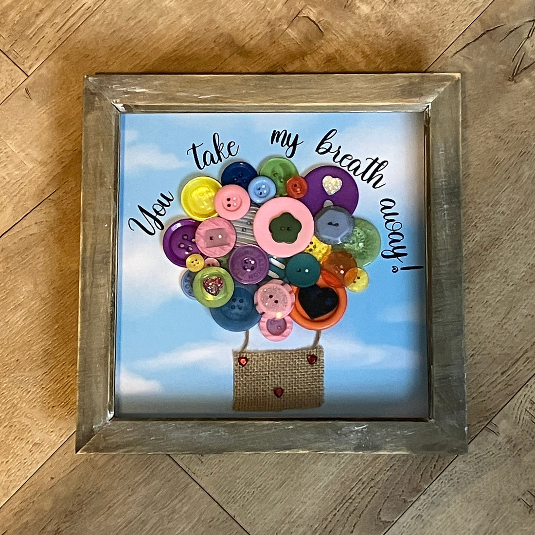 Hot Air Balloon Button Art Framed Picture | 3d art frame | Can be personalised.