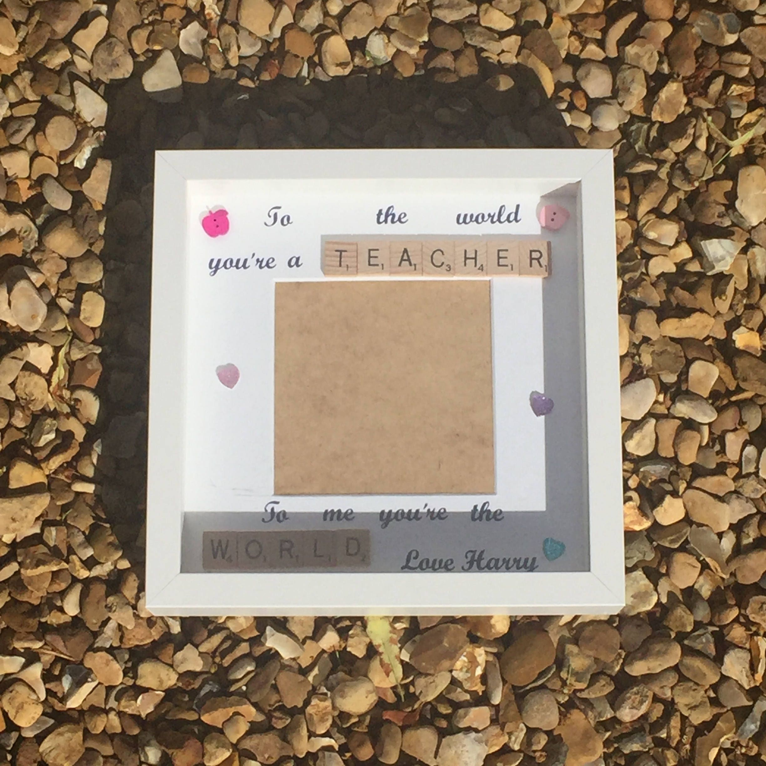 Teacher Letter Tile Personalised Photo Frame - End of year thank you gift.