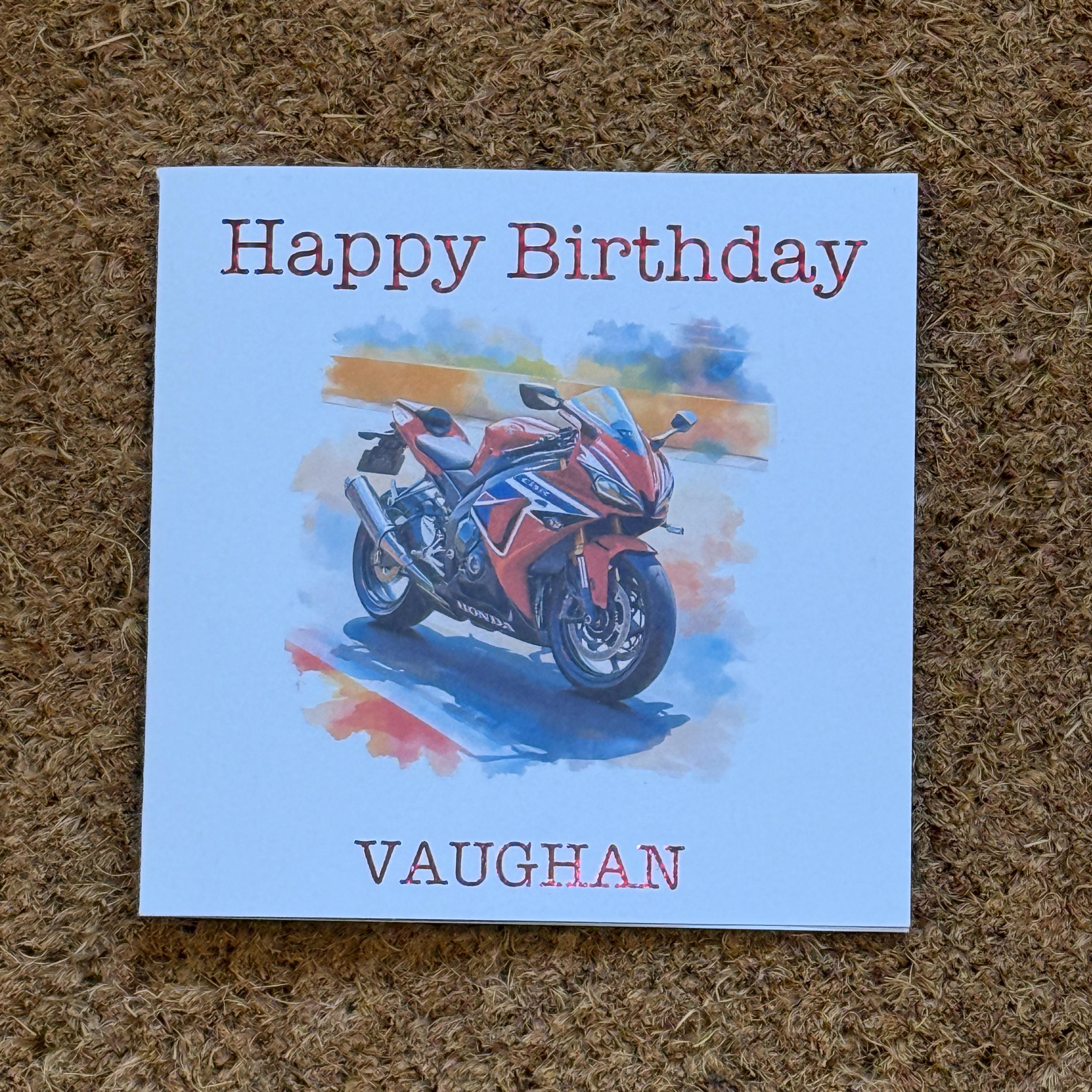 Honda CBR1000RR-R Fireblade Watercolour Style Card | Personalised Foiled Message | 6x6 Biker Card