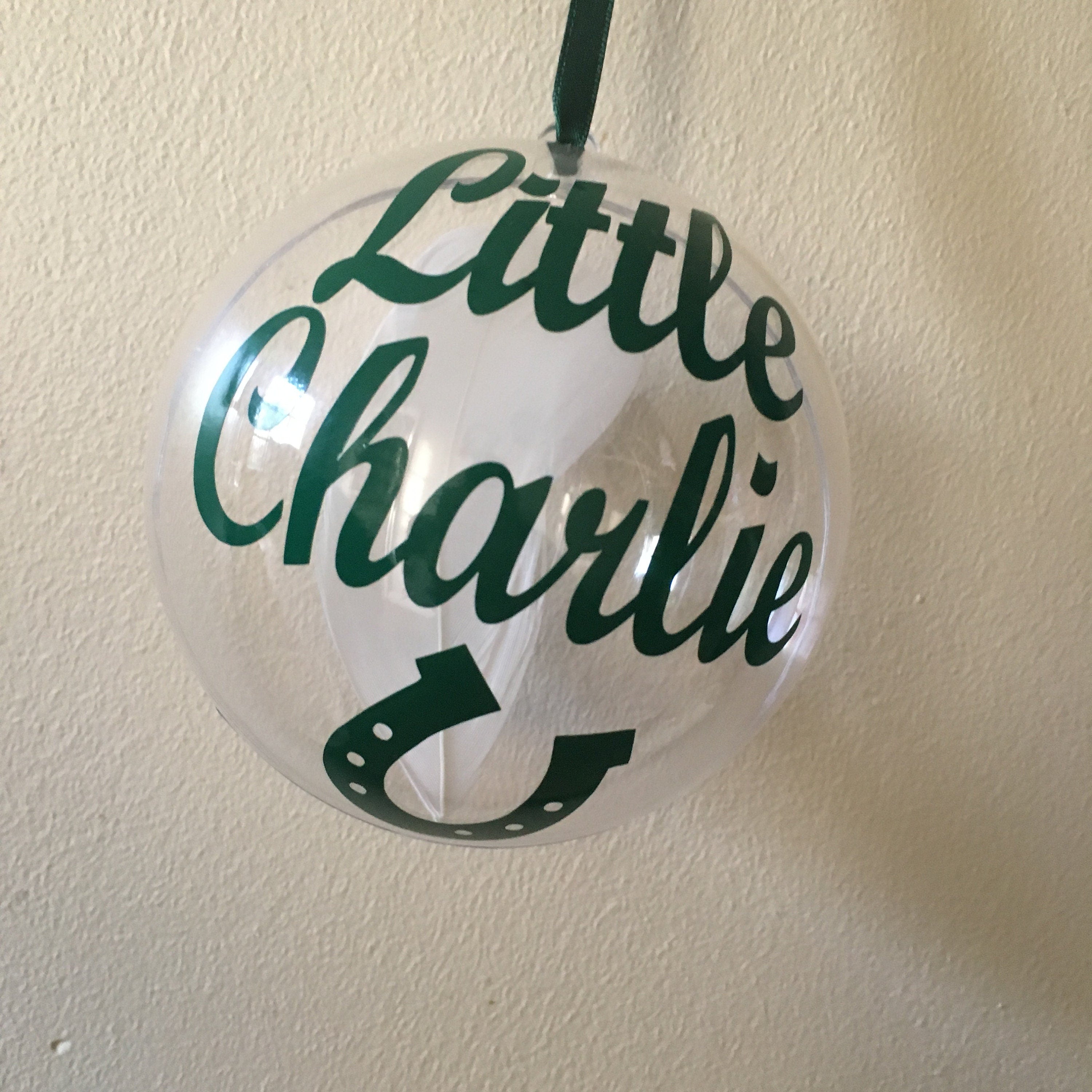 Pet Memorial Christmas Bauble | Personalised Horseshoe and Feather Ornament
