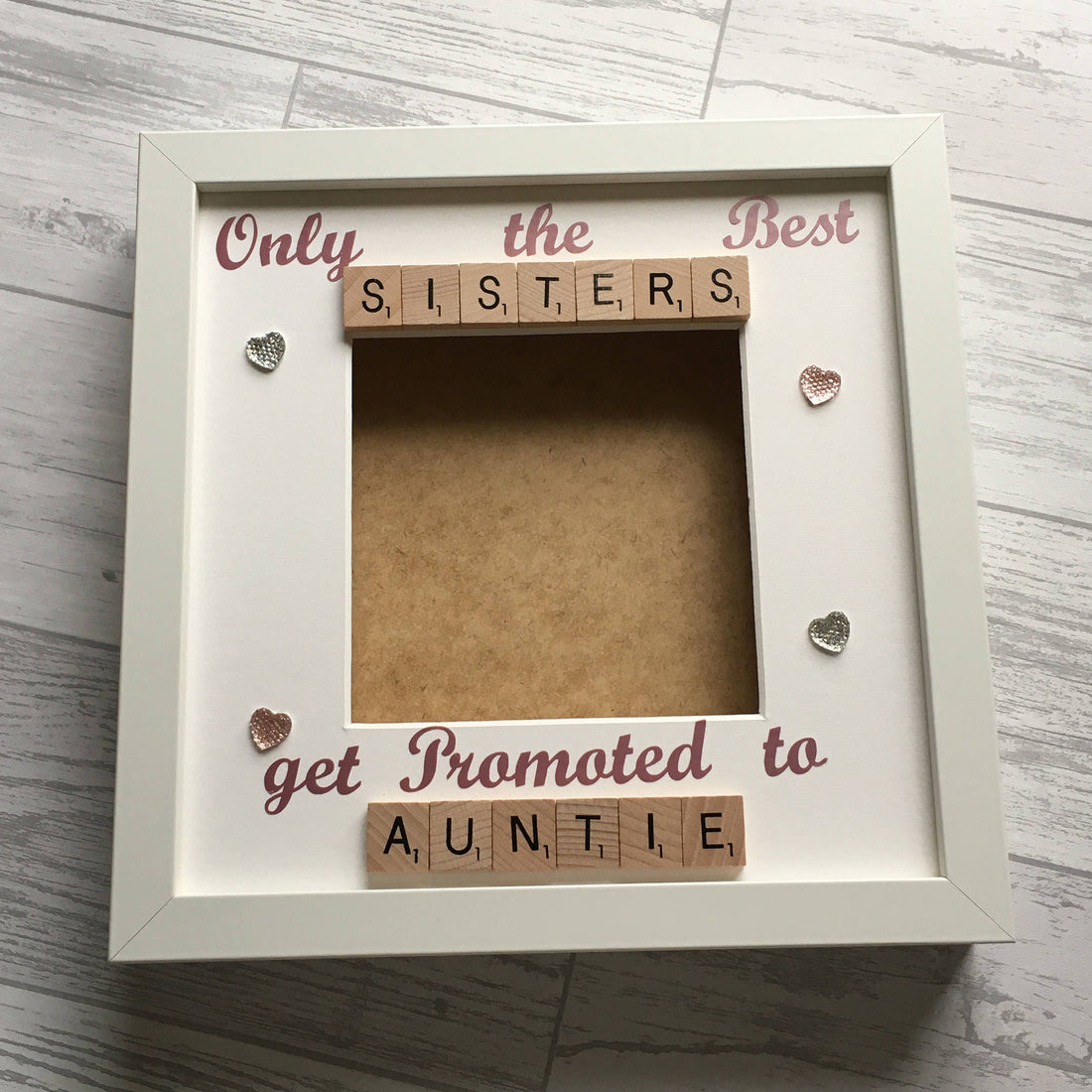Sister to Auntie Scrabble Art Photo Frame | Personalised Aunt Gift