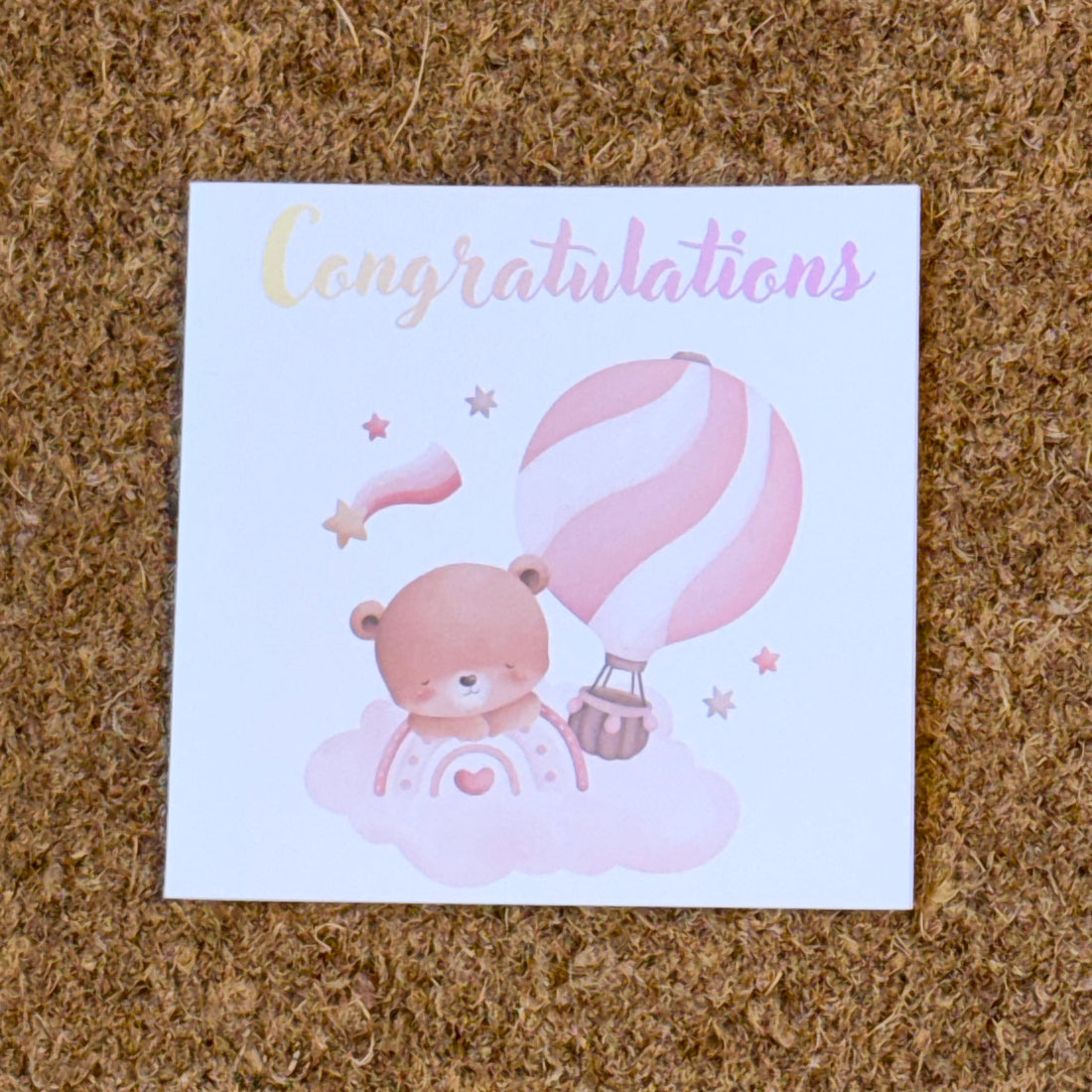 Baby Congratulations Card | Bear & Balloons, Newborn Gift