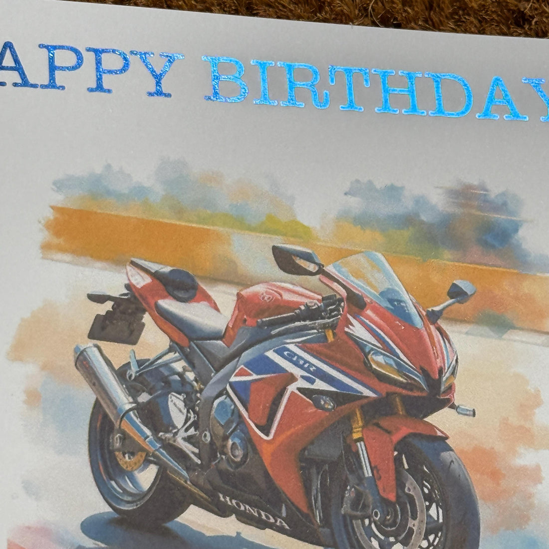 Honda CBR1000RR-R Fireblade Watercolour Style Card | Personalised Foiled Message | 6x6 Biker Card