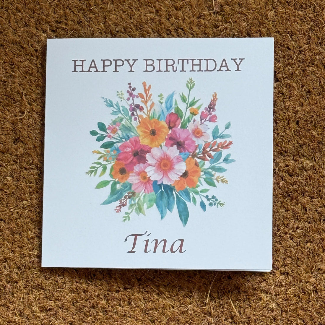 Floral Birthday Card | Watercolour Bouquet, Personalised Foiled Message (6x6 Inch)
