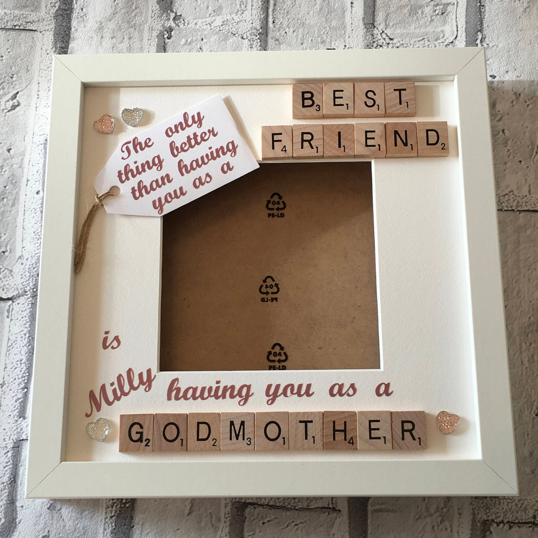 Godmother Scrabble Art Photo Frame | Godparent Gift | Personalised with Name
