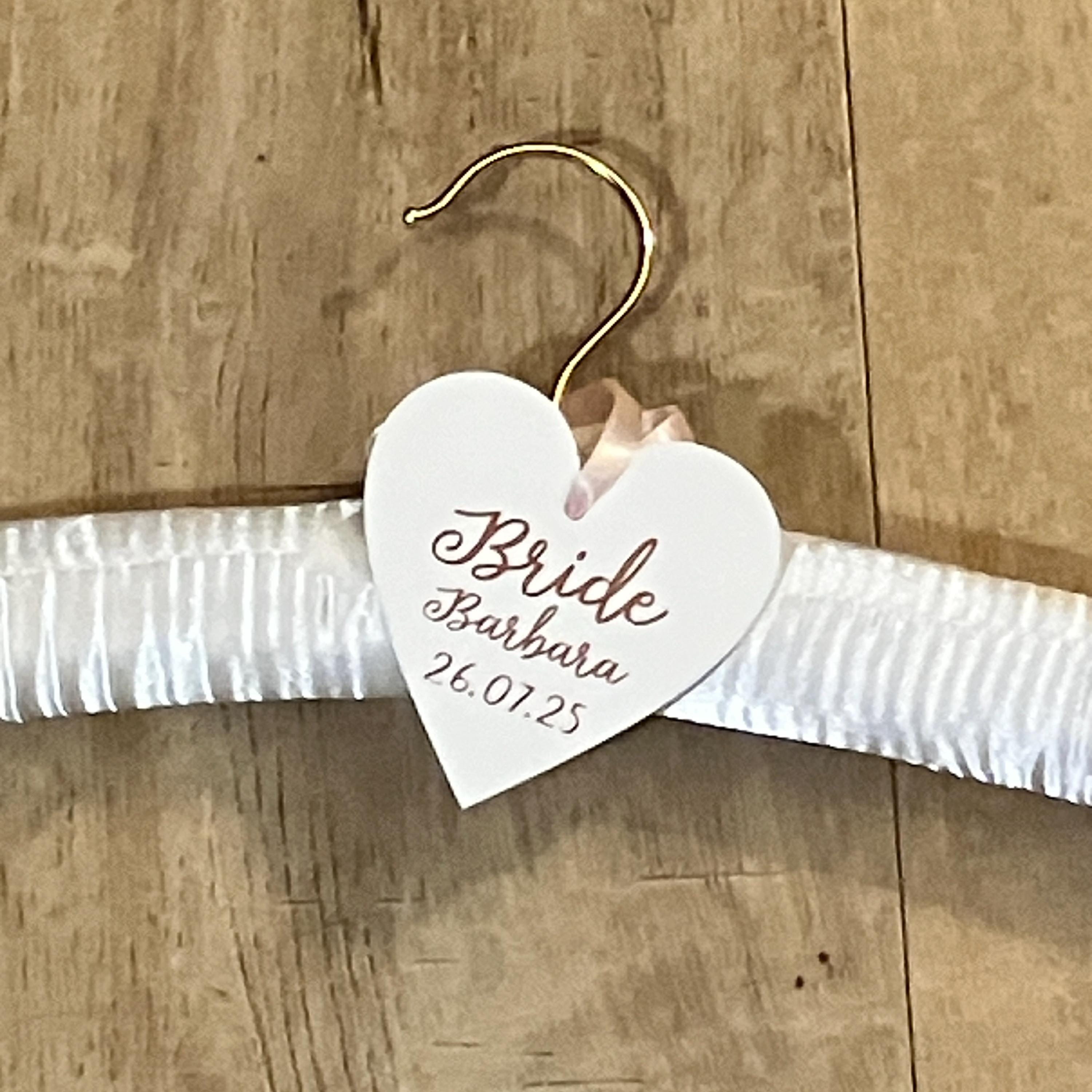 Bridal Satin Wedding Dress Hanger | Personalised Heart | Wedding Keepsake Gift