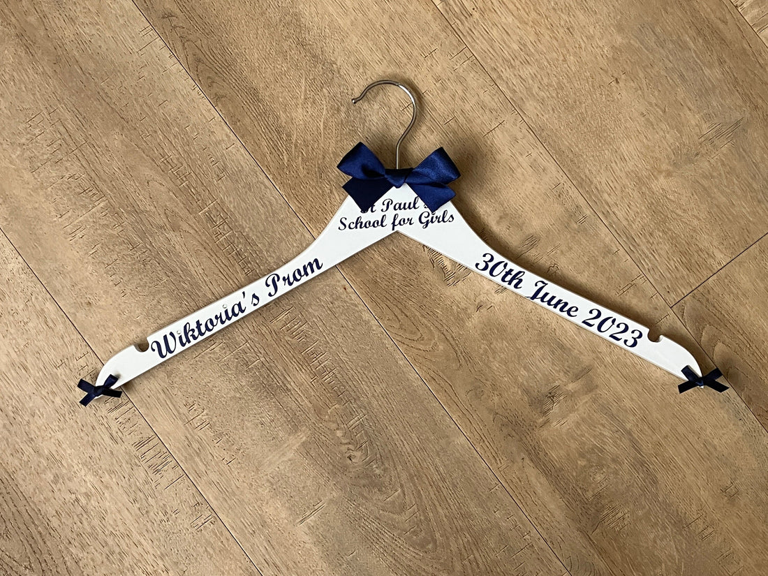 Prom Dress Hanger, Keepsake Photo Prop.Personalised with name, date and school.