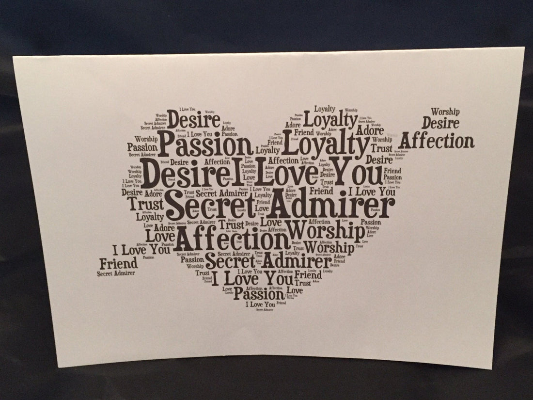 Valentine's Day Word Art Card | Custom Typography A5 Card | Personalised with your words.