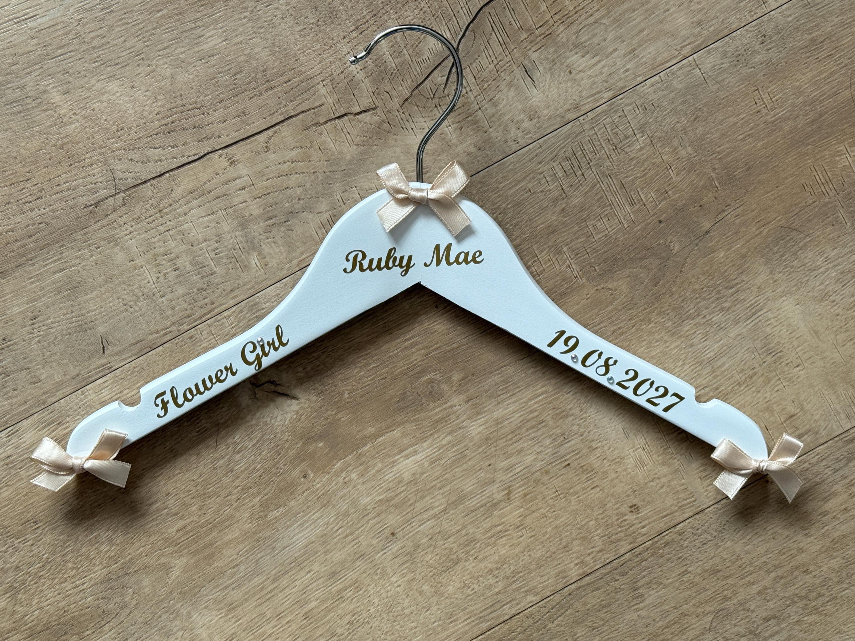 Flower Girl Hanger | Bridal Party Keepsake | Personalised with names, date etc.