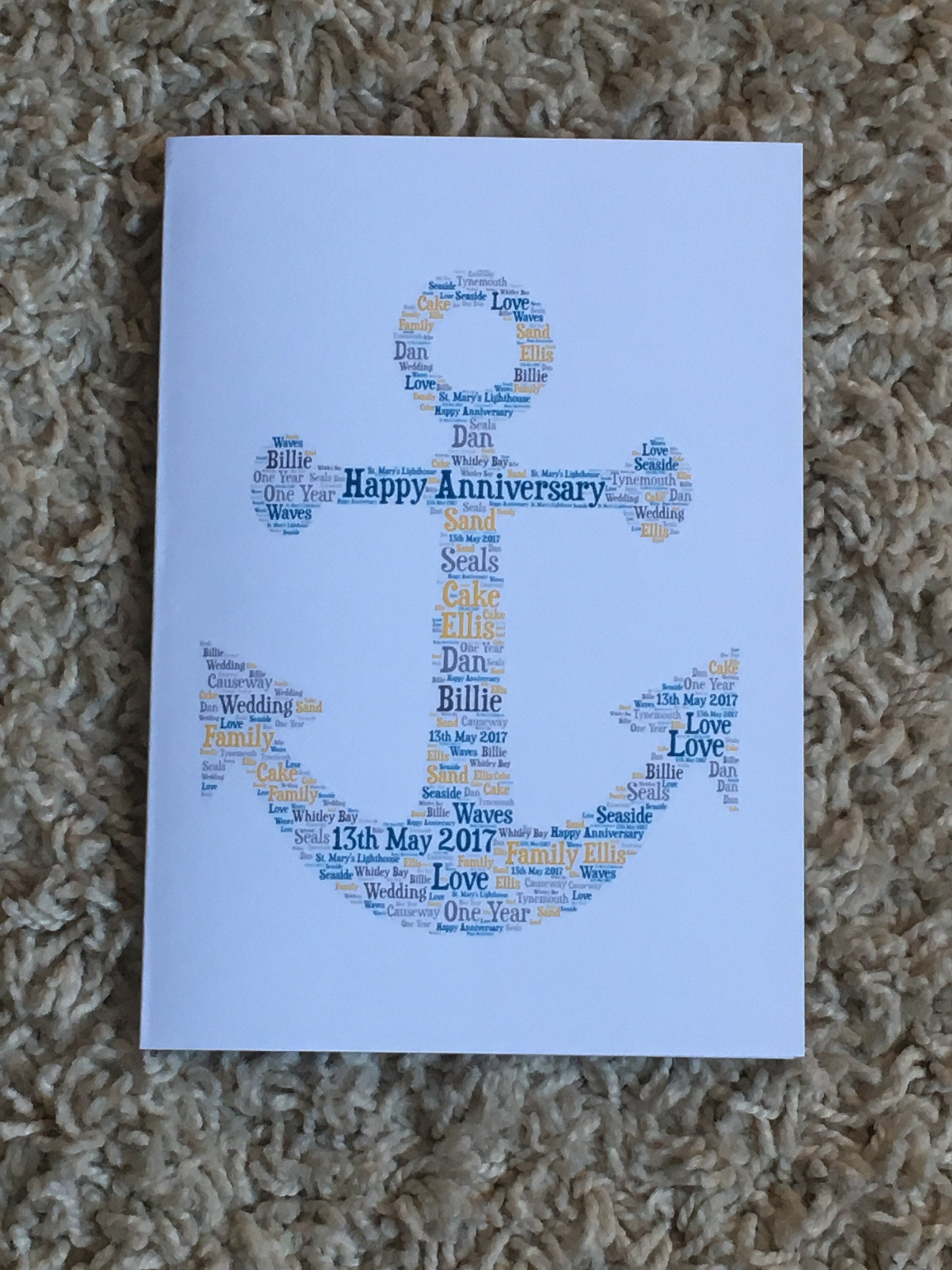 Typography Word Art A5 Card - Personalised with your words, choice of image and colours.