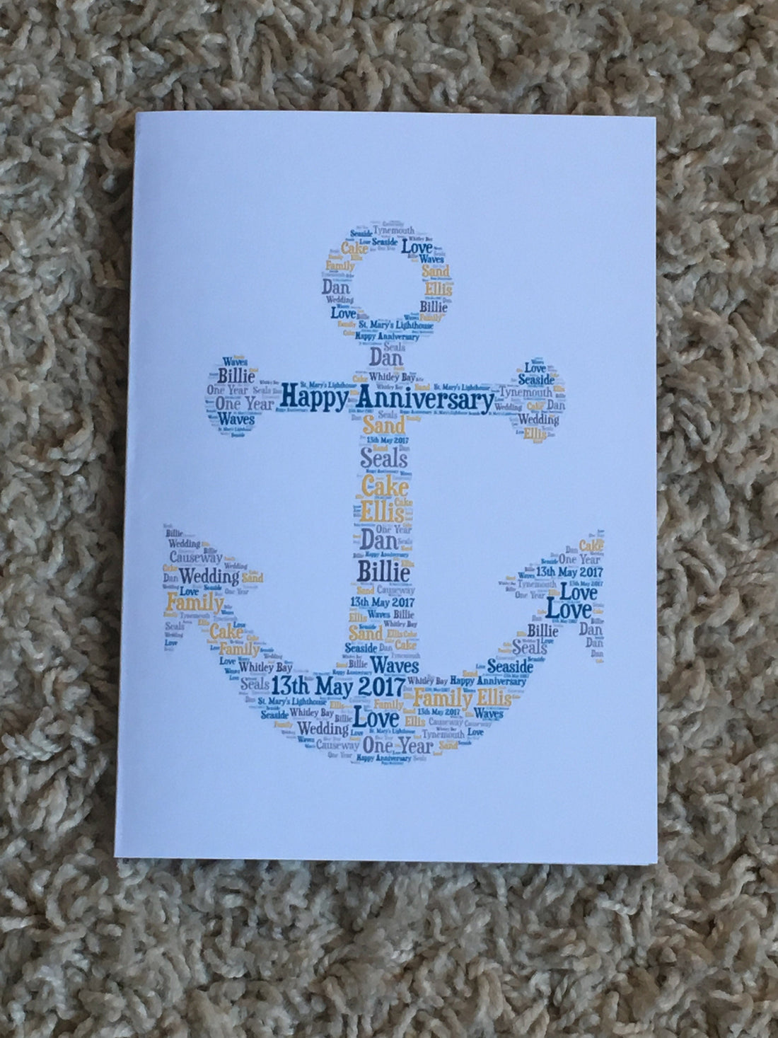 Typography Word Art A5 Card - Personalised with your words, choice of image and colours.
