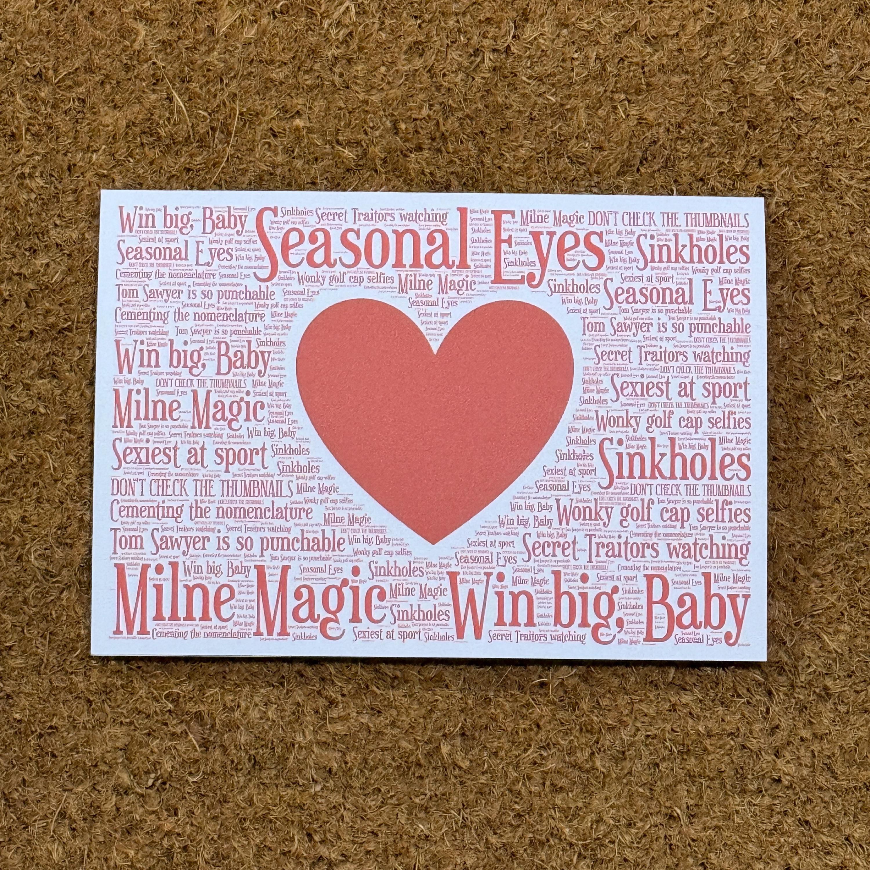 Word Cloud Card - Personalised with your words and shape choice.Custom  Shape. A5/A4