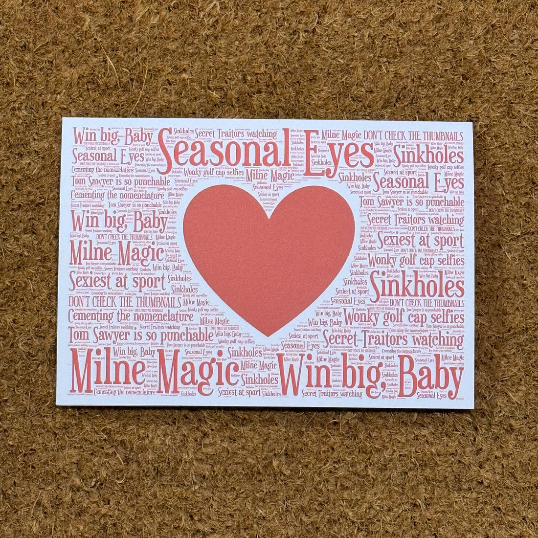 Word Cloud Card - Personalised with your words and shape choice.Custom  Shape. A5/A4