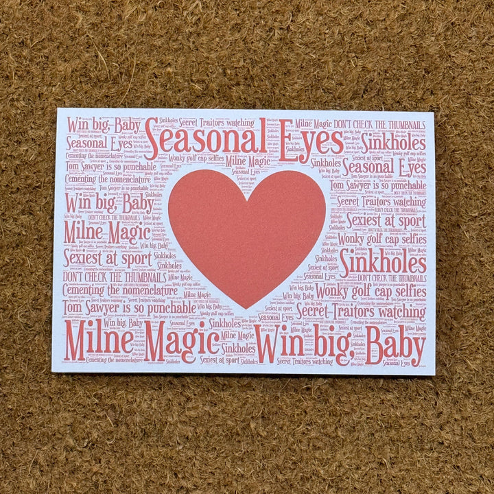 Word Cloud Card - Personalised with your words and shape choice.Custom  Shape. A5/A4