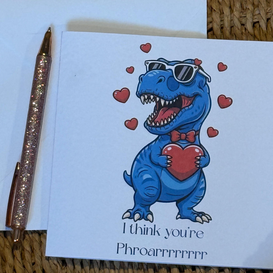 T-Rex Phroarrrrrrrr Dinosaur Valentine's Card- 6x6